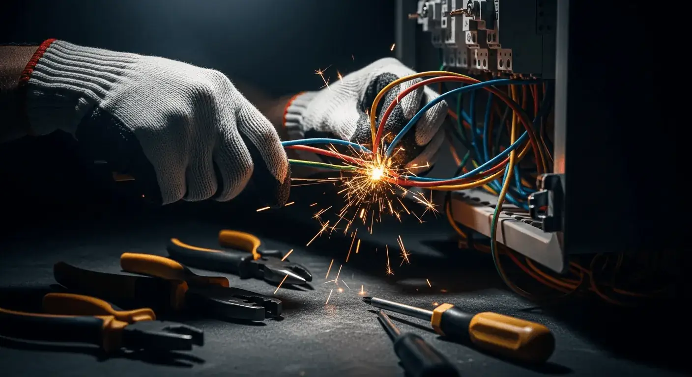 Elektryk Złota Faza podczas pracy w Mszanie Dolnej